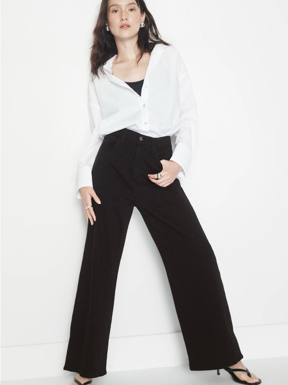 Joe's Jeans The Mia Petite Black Wide-Leg High-Rise Pants